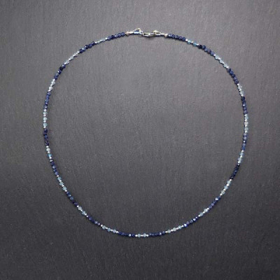 Saphirkette mit Aquamarin und Silber